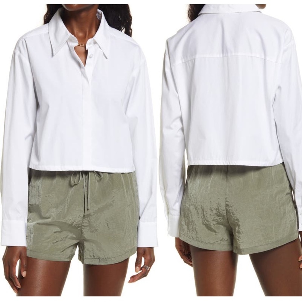 Open Edit Cropped White Blouse, size S